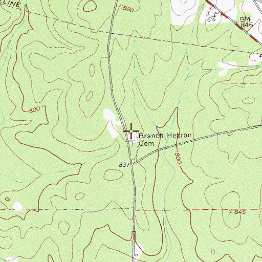Topographic Map of Odessadale Church, GA