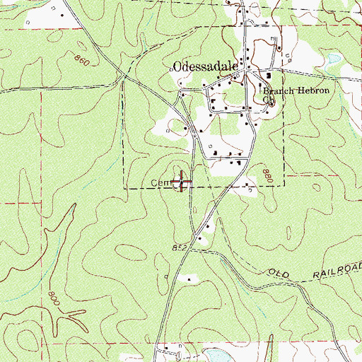 Topographic Map of Odessadale United Methodist Church, GA