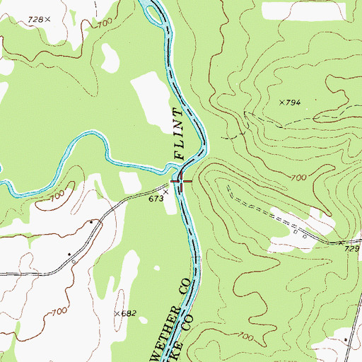 Topographic Map of Powell Bridge (historical), GA