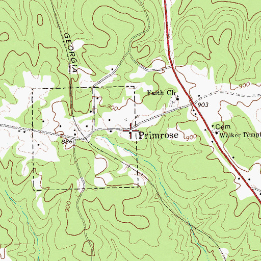 Topographic Map of Primrose United Methodist Church, GA