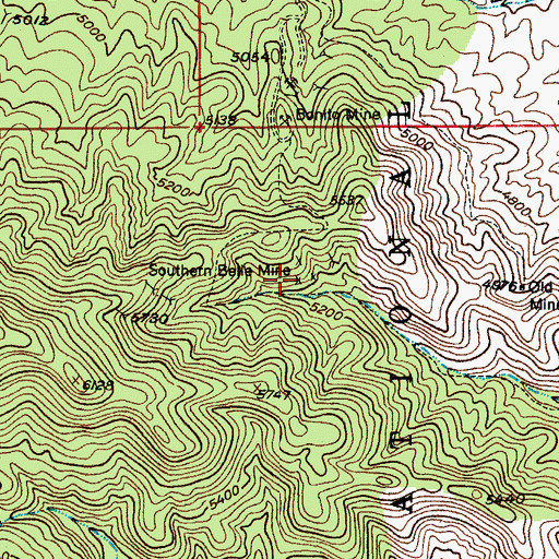 Topographic Map of Southern Belle Mine, AZ