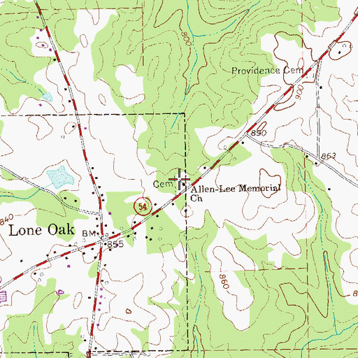 Topographic Map of Prospect Cemetery, GA
