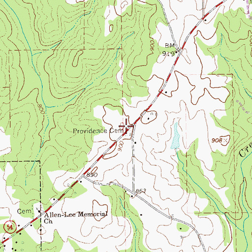 Topographic Map of Providence Primitive Baptist Church (historical), GA