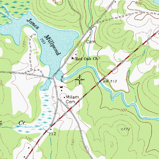 Topographic Map of Red Oak Cemetery, GA