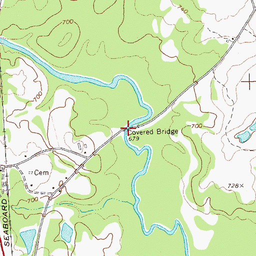 Topographic Map of Red Oak Creek Covered Bridge, GA