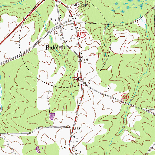 Topographic Map of Salem Baptist Church, GA