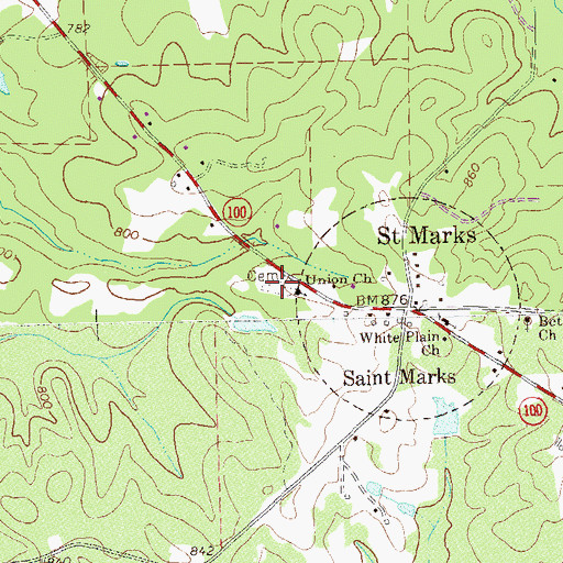 Topographic Map of Union Cemetery, GA