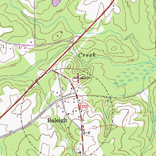 Topographic Map of Union Hill Church, GA
