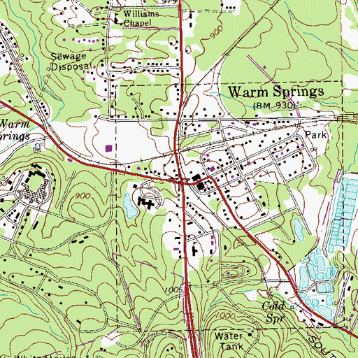 Topographic Map of Warm Springs Historic District, GA