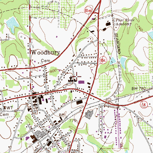 Topographic Map of George E Washington Elementary School, GA