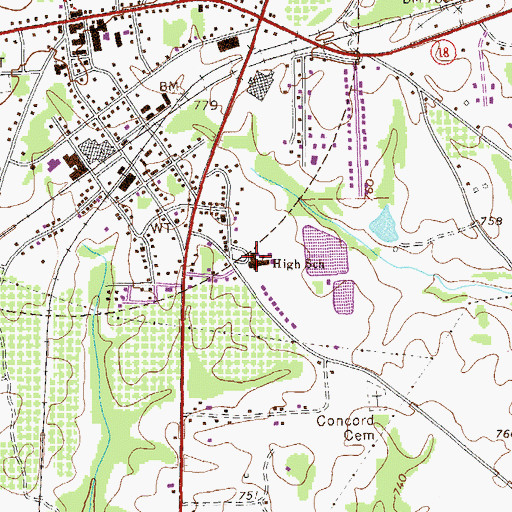 Topographic Map of Woodbury High School, GA