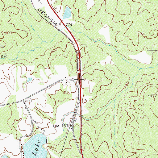 Topographic Map of Woodcraft, GA