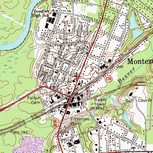 Topographic Map of First Baptist Church, GA