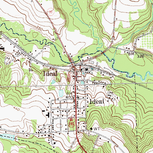 Topographic Map of Ideal City Hall, GA