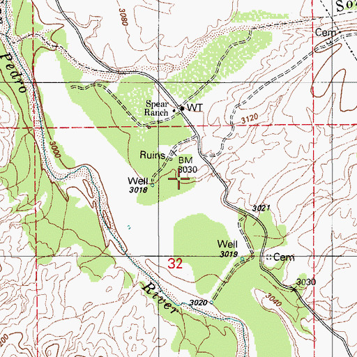 Topographic Map of Soza Ranch, AZ