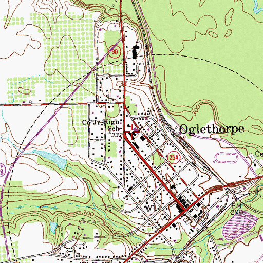 Topographic Map of Macon County Junior High School, GA