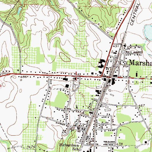 Topographic Map of Marshallville Methodist Church, GA