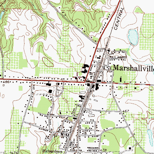 Topographic Map of Marshallville Post Office, GA