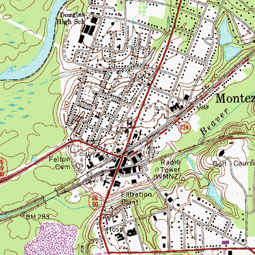 Topographic Map of Montezuma Methodist Church, GA