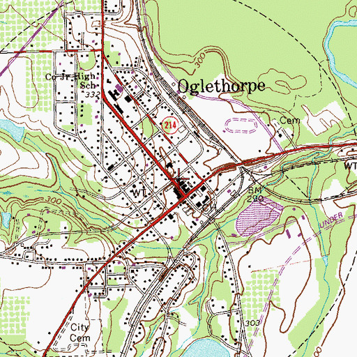 Topographic Map of Oglethorpe Post Office, GA