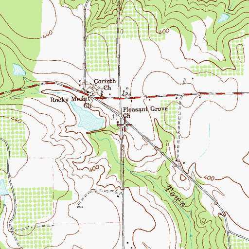 Topographic Map of Pleasant Grove Cemetery, GA