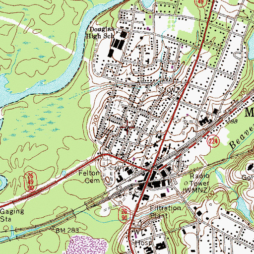 Topographic Map of Union Baptist Church, GA