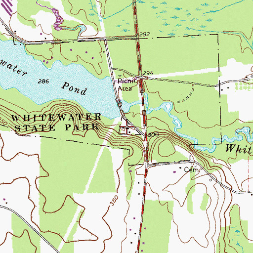 Topographic Map of Whitewater Baptist Church, GA