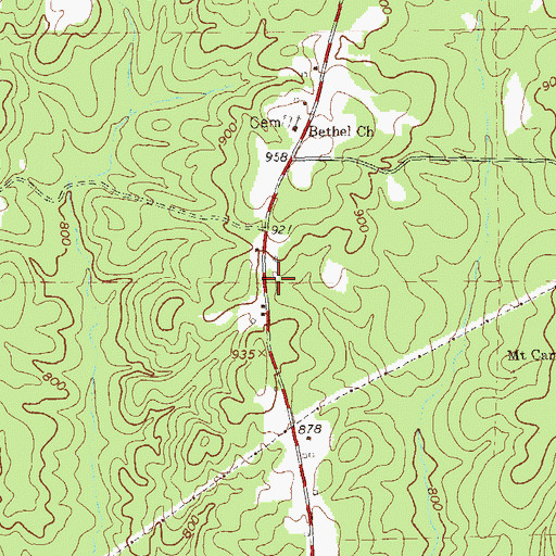 Topographic Map of Allen Cemetery, GA