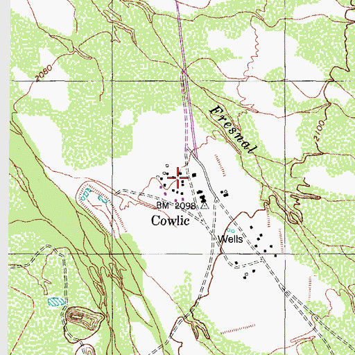 Topographic Map of Cowlic, AZ