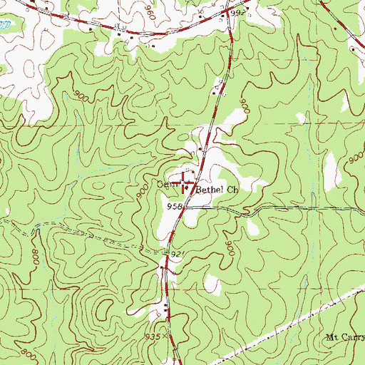 Topographic Map of Bethel Cemetery, GA