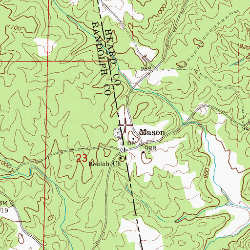 Topographic Map of Beulah Cemetery, GA