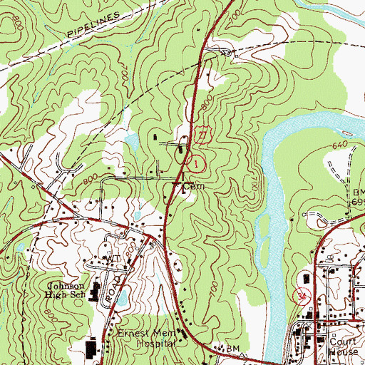 Topographic Map of Bevis Cemetery, GA