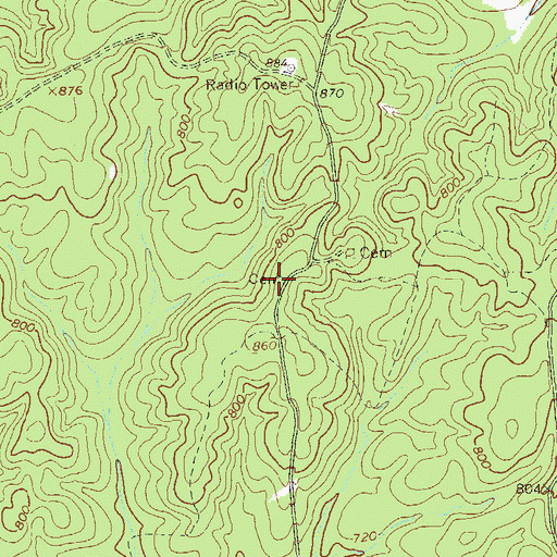 Topographic Map of Brett Cemetery, GA