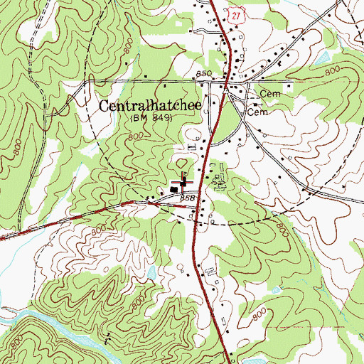 Topographic Map of Centralhatchee Elementary School, GA
