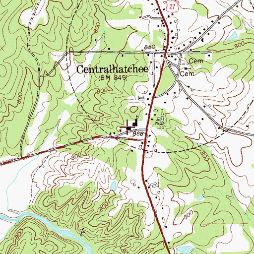 Topographic Map of Centralhatchee High School (historical), GA
