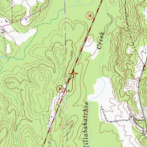 Topographic Map of Cheek Cemetery, GA