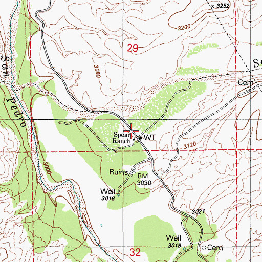 Topographic Map of Spear Ranch, AZ