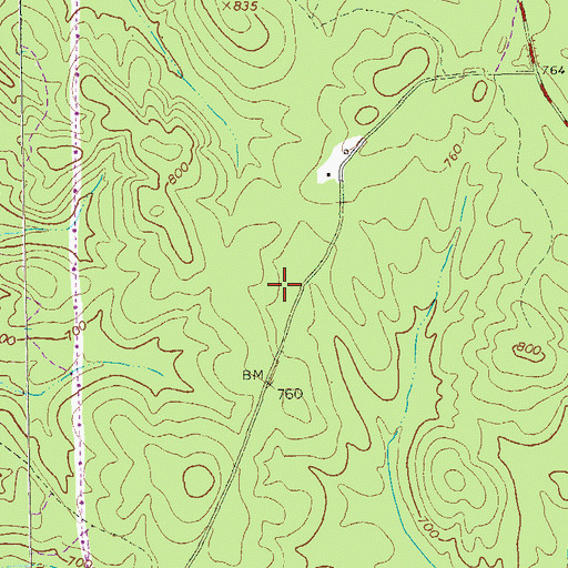 Topographic Map of Darden-Crain Cemetery, GA