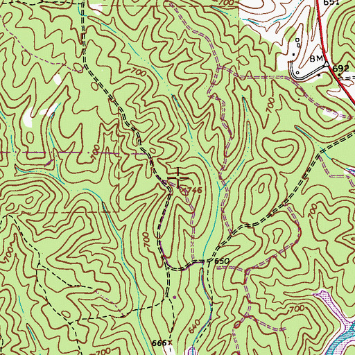 Topographic Map of Dowell Cemetery, GA