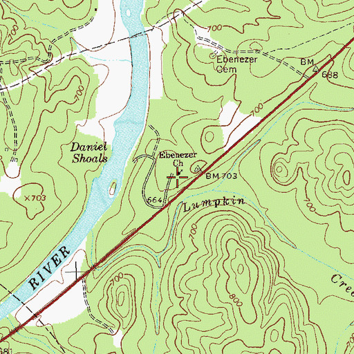 Topographic Map of Ebenezer School (historical), GA