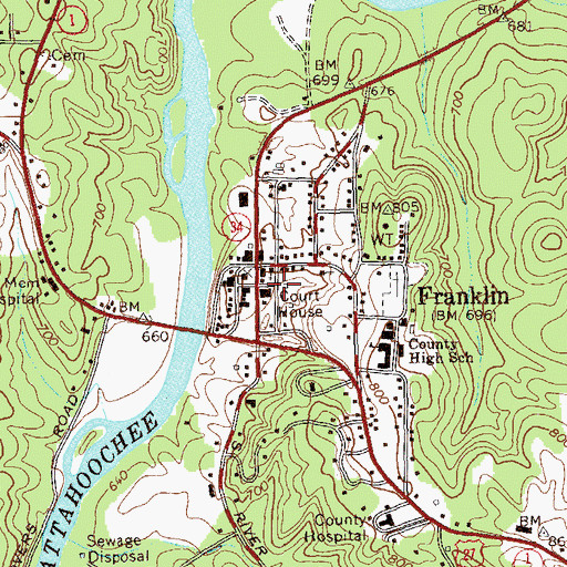Topographic Map of First Baptist Church, GA