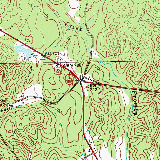 Topographic Map of Five Points, GA