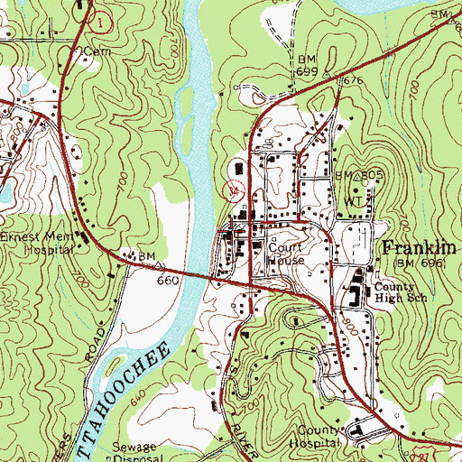 Topographic Map of Franklin City Hall, GA