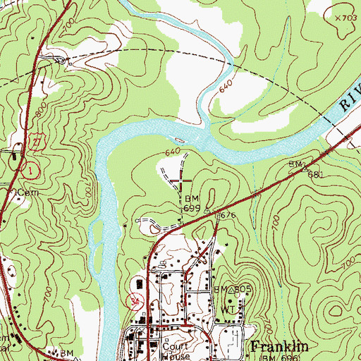 Topographic Map of Franklin Industrial Park, GA