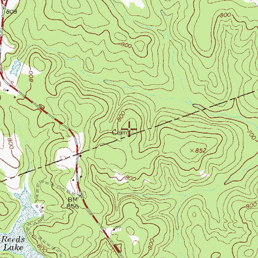 Topographic Map of Garrett Cemetery, GA