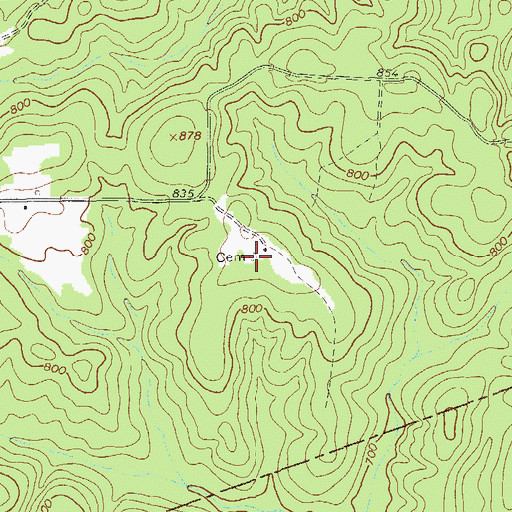 Topographic Map of Glenn-Burpee-Cole Cemetery, GA