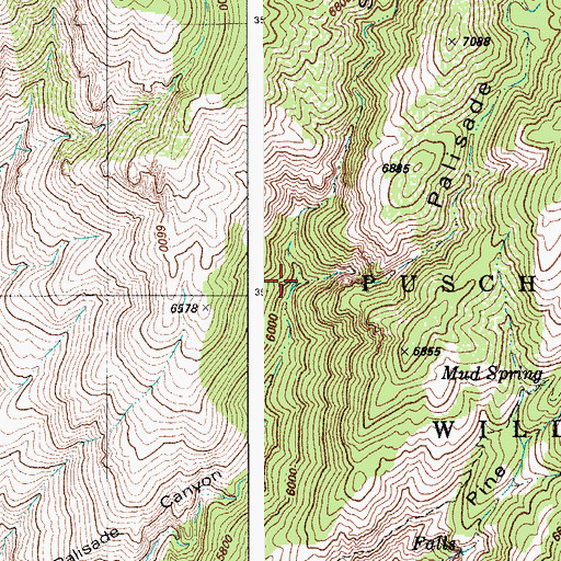 Topographic Map of Spencer Canyon, AZ