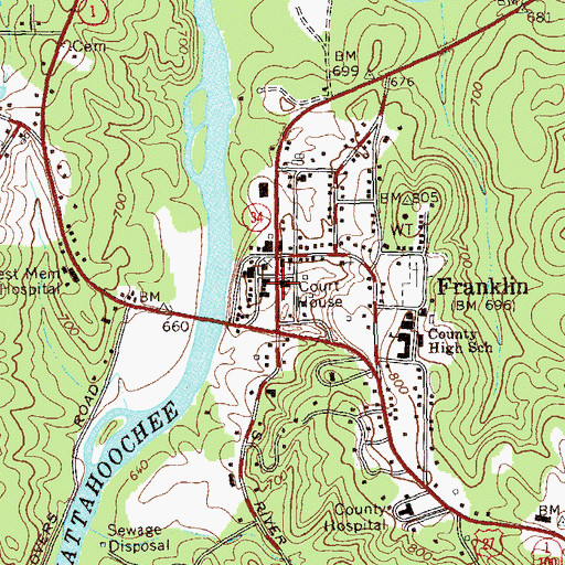 Topographic Map of Heard County Courthouse, GA