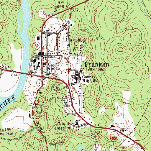 Topographic Map of Heard County High School, GA