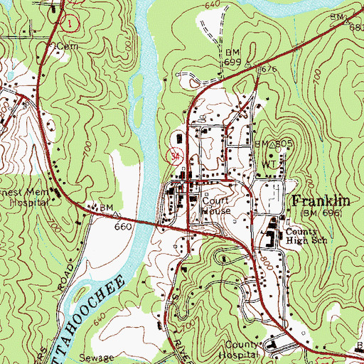 Topographic Map of Heard County Jail (historical), GA